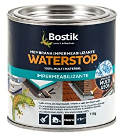 BOSTIK Waterstop Impermeabilizante de Reparación Negro - Estanqueidad Inmediata, Superficies Húmedas o Secas, sin Imprimación, Multimaterial, Fácil de Aplicar, Interior y Exterior, Bote 1 kg