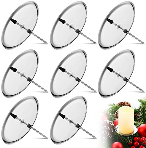 8 Pezzi 6 cm/2,4 Pollici Porta Candele per Corona dell'Avvento Portacandele in Metallo Supporto Piatto per Candele Candelabro da Tavolo Decorazioni per Natale Centrotavola Casa (Argento)