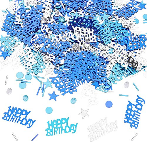 GoldRock Konfetti Tischdeko Geburtstag Blau, 500 Stk Streudeko, Happy Birthday Deko, Tisch Dekoration für Frau Mann, Glitzer Confetti, Luftschlangen