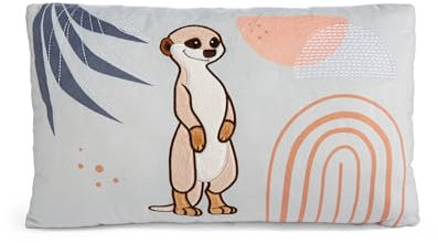 NICI Kuschelkissen Kinder mit süßem Erdmännchen Motiv 43x25cm, Weiches Plüsch, Flauschig-weiches Kinderkissen für Mädchen und Jungen, Rechteckiges Kissen - 49448