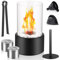 COFEMY Tischkamin - Bioethanol modernes Tischfeuer Bioethanol Kamin Indoor und Outdoor mit weißen Dekosteinen Ethanol Kamin inkl 2*Brennkammer, 1*Deckel, 1*Clip, 1*Trichter, 1 Handclip