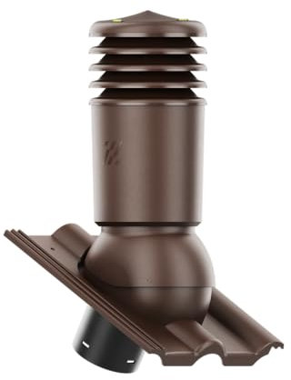 KRONO-PLAST Entlüfterkamin HIVENT 150 mm mit Isolierung für Betondachziegel Brass Frankfurter, Benders Mecklenburger, ProDach - Doppelrömer Dachentlüftung Dunkerbraun Braun