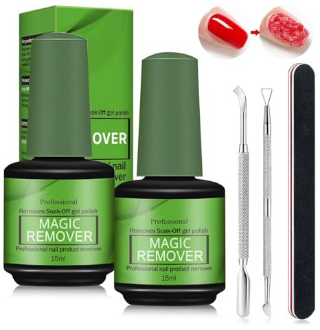 Sularpek Magic Remover Set, 2 Pcs Removedor Esmalte Permanente, Quita Esmalte Semipermanentes Para Uñas, con Lima de Uñas y Rascador de Esmalt, Elimina Fácil y Rápidamente el Esmalte