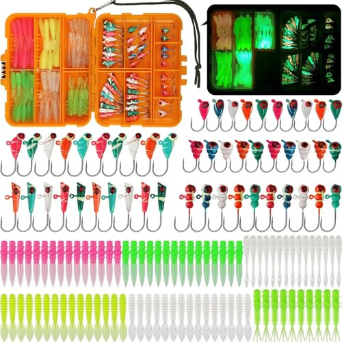 Dovesun Ice Fishing Jigs & Ice Fishing Lures Kit Luminous Glow in Dark