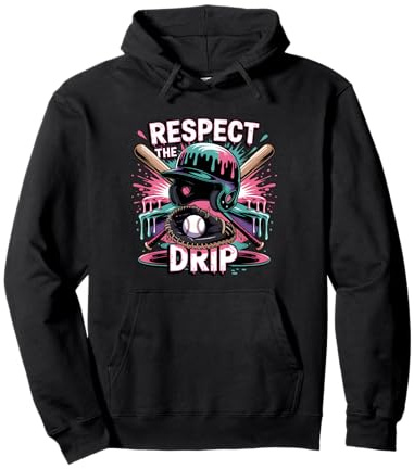 Respect The Drip Baseball Ice Cream Drip Helmet Bats Boys Pullover Hoodie