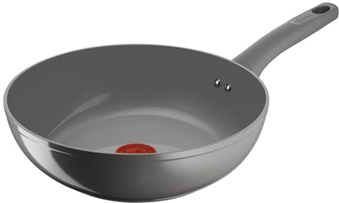 Lagostina Risorsa Wok 28 cm, Rivestimento in Ceramica Antiaderente, Scorrevolezza Ottimale, Thermo-Signal, Induzione, 010274041828