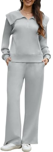 CheChury Tuta da Donna Completi Tuta da Ginnastica Due Pezzi Pullover Felpa Casual Casa Pigiama Set Sportswear a Zipper e Pantaloni Lunghi Morbida Sportwear Comoda Yoga Jogging Primavera Autunno