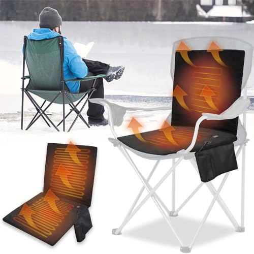 Rakuker Cuscino riscaldante da stadio, termoforo elettrico da 40 cm, sedia da campeggio riscaldata con 3 impostazioni di calore, coprisedile riscaldato per stadio, campeggio, attività all'aperto