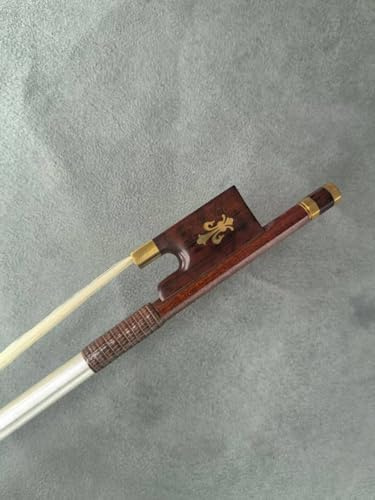 VINGOBOW Carbon Fiber Core Hybrid Peranmbuco Skin Violin Bow 4/4 Size S03 Master Level Fleur-de-lys Snakewood Frog 4 4 Full Straight Premium Natural Horse Hair for Porfessional Player