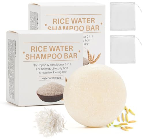 Shampoing Solide à L'Eau De Riz Pour La Croissance Des Cheveux, Shampoing Fortifiant Pour Hommes Et Femmes,ProtéInes De Riz Pour RéParer Les Cheveux AbîMéS, RéDuire La Casse, Raviver La Brillance