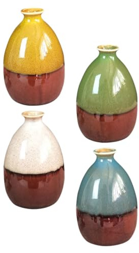 SHINEOFI Vasi in Ceramica Struttura Stabile Decorativi per Fiori Set 4 Pezzi e Design Semplice per Decorare Scrivanie e Mobili