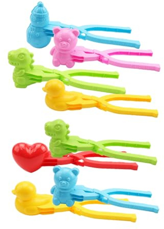 Rice Duck Mould, Snow Duck Maker, Balls Maker, Snowballs, 8pcs Makers Shapes for Kids Winter Outdoor Beach Toy with Balls Launchers, Animal Sand Moulds for Kids