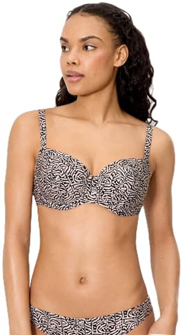 YSABEL MORA. Top Bikini Estampado con Brillo Copa C. Top Bikini con Aro Y Relleno con Tirantes Regulables Multiposición En La Espalda. Tejido con Acabado Brillante. Colección Coast.