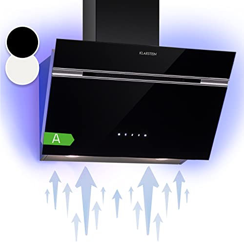 Klarstein Alina 60 Hotte Aspirante - 600 m³/h, Panneau Tactile, LED Multicolore, Silencieuse 63 dB, Énergie Classe A, Hotte Décorative, 60 cm, Noir