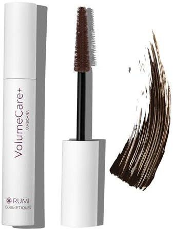 Rumi Cosmetiques VolumeCare+ Mascara For Mature Women - Extreme Length and Volume 2-in-1 Formula - No Clumps or Flaking, Long-Wearing, Hypoallergenic Mascara For Sensitive Eyes (Dark Brown)