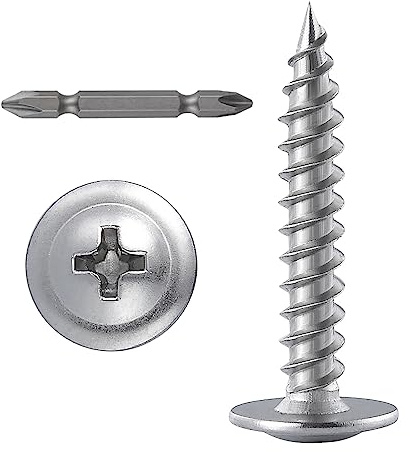 (250 pcs)#8×1 Phillips Truss Head Wood Screws Stainless Steel 410 Quick Metal Self Tapping