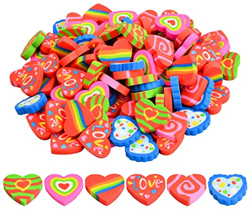 Xzeemo Lot de 100 Gomme en Forme d'amour, Mini Gommes au Design Mignon, Gommes à Effacer Kids, Gomme Amusantes, pour Enfants École Fourniture de Bureau Papeterie, pour Enfant & élève