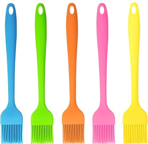 5 Pcs Silicone Pastry Brushes, Kitchen Brushes for Cooking Baking Grilling, Heat Resistant Silicone Pastry Brush