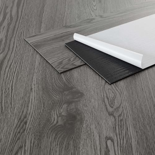 ML-Design Deluxe PVC Bodenbelag, Selbstklebende Vinyl-Dielen, Vinylboden, 91,5 cm x 15,3 cm x 2 mm, Dicke 2 mm, 11,15m²/80 Dielen, Eiche, Grau, Holzoptik, rutschfest, wasserfest, Einfache Verlegung