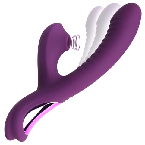 Tracy's Dog Come-Hither Rabbit Sucking Vibrator for Clitoral G Spot Stimulation, Adult Sex Toys for Women Couple, Vibrating Finger Massager with 3 Suction and 10 Vibration & Come-Hither Modes (Beta)