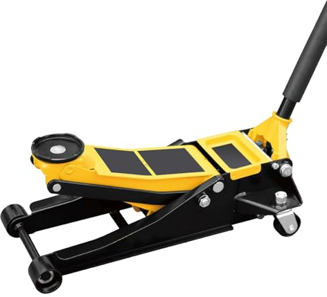 HYCHIKA Steel Racing Trolley Jack, with Dual Piston Quick Lift Pump, 3 Ton (6,600 lb) Capacity, Lifting Range 3-18.3 inch