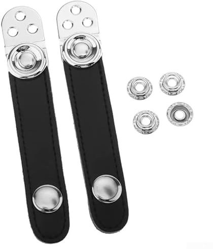 2 cinghie di ricambio per fisarmonica in pelle nera con fibbia in metallo di estensione per fisarmonica (7,4 cm)
