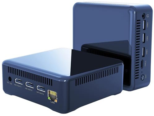 TUREWELL HSI 100 Mini PC, Mini Desktop Computer mit Alder Lake-N100, 16G DDR4 RAM 512GB SSD, WIFI6, 3 HD 2.1/BT 5.2/1000M Standard RJ-45, Anzeige auf 3 Bildschirmen