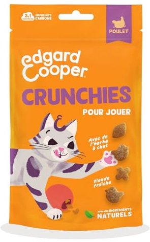 Edgard & Cooper friandises pour Chat, crunchies au Poulet (1x50g), sans céréales, Riches en Viande fraîche, avec Herbe à Chat, ingrédients naturels, sans Sucre ajouté
