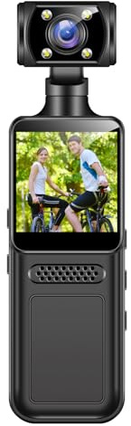 XUMIUZIY Handheld Action Camera, 4K HD WiFi Sports Camera with 180° Rotating Lens, 1.3 Inch HD Screen, 135° Ultra Wide, LED Flashlight, APP Control, Poc ket Camcorder for Travel