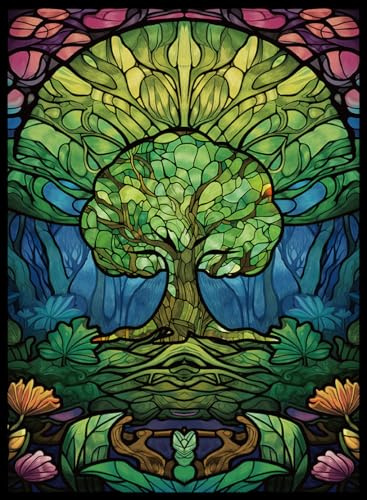 UAONO Printing Card Sleeves 100pcs, Standard Card Sleeves for MTG Matte Art Texture, Upgraded Tear-Resistant Protect Your Trading Collectible Cards (Green Tree)