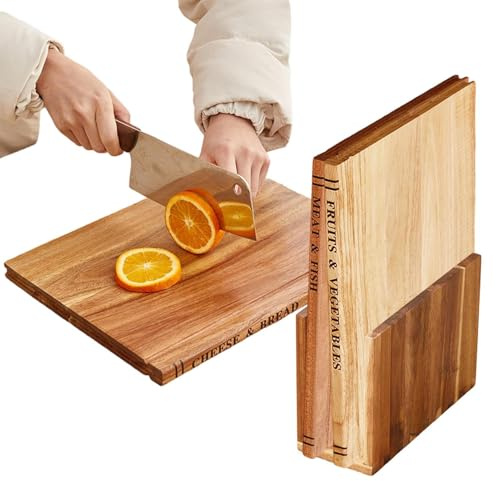Set di 3 taglieri decorativi a forma di libro con supporto, per carne, verdure e pane, utensili da cucina divertenti