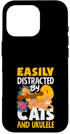 Facile à distraire par Les Chats et Les ukulélés Coque pour iPhone 16 Pro