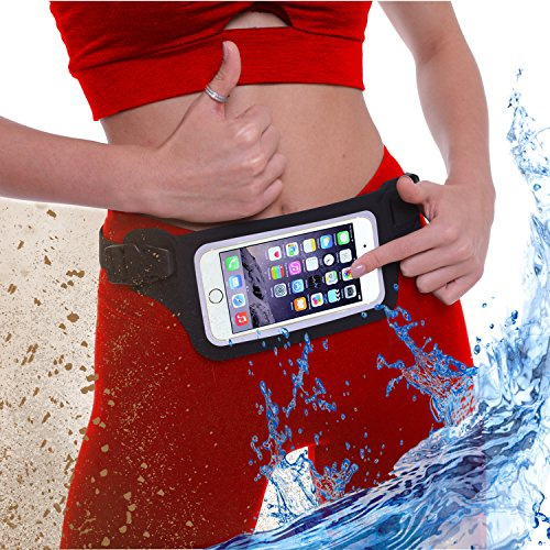 Ultimate Black Waterproof Running & Swimming Belt - Essentials Holder for Gym, Beach, Kayaking, Ski - Fits iPhone, Samsung - Touchscreen IPX8 Dry Waist Bag Pouch - Adventure-Ready Performance