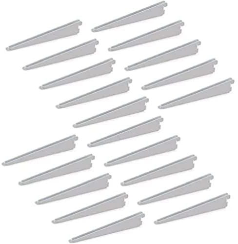 Emuca 7908712 Shelf brackets for twin slot wall rail (grid dimension: 32mm), White, 270mm, Set of 20 pieces