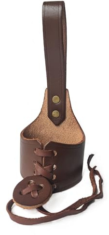 Premium Leather Drinking Horn Belt Holster - Adjustable Horn Frog