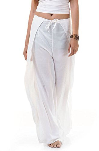 PRINCESS OF ASIA Vegan & Fair - Traditionelle Thai Wickelhose Fischerhose Hosenrock Wickelrock Hippie Hose - Das Original aus Thailand (Einheitsgröße, Weiß)