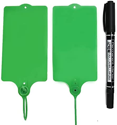 Lot de 100 étiquettes d'expédition en plastique résistantes à l'eau et inscriptibles avec marqueur OE Vert