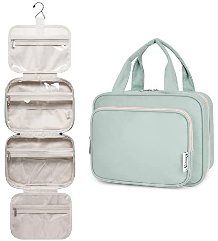 Narwey Kulturtasche Damen Kulturbeutel zum Aufhängen Waschtasche Gross Kosmetiktasche Groß Waschbeutel Kosmetik-Organizer für Damen Mädchen (Minzgrün (Medium))