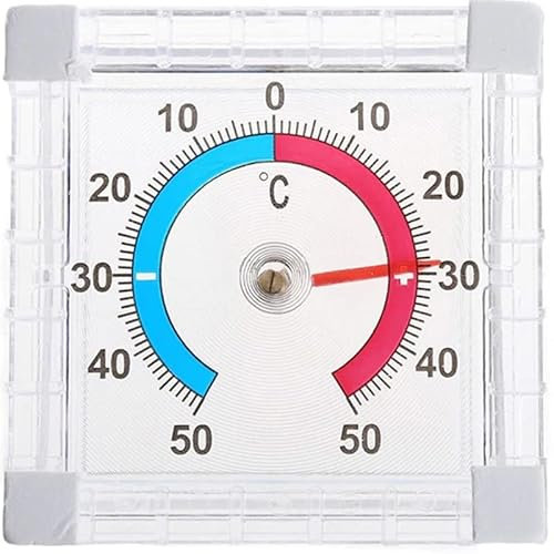 Retoo Kühlschrankthermometer Fensterthermometer Selbstklebend Analog Herstellung Kühlschrank Gefrierschrank Thermometer Temperaturanzeige Transparent Fenster Außenthermometer 7,5 x 7,5 cm, Wetterfest