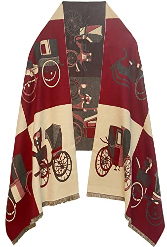 EXTREE Damen Schals Pashmina Schal Wraps für Abendkleider Winter Großer Poncho Umhang .., weinrot, Medium