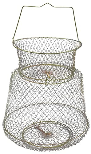 Fayvosiue Metal Fish Basket. Wire Mesh Fishing Cage. Foldable Crab Fish Basket (30cm)