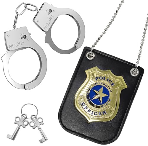 Juego de Accesorios de Disfraces de Policía,Niños de Disfraces de Policía,Esposas de niños,Insignia,Oficial de Policía de Disfraces,Fiesta de Halloween Juego de rol Cosplay,Policía de Juguete