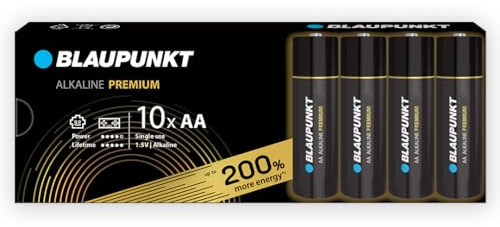 BLAUPUNKT AA batterie alcaline PREMIUM, confezione da 10, per controller per videogiochi e giocattoli, LR6BPR/10CB