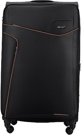 Solier Reisekoffer – Koffer mit 4 Rollen - Leicht Tourister Trolley - Rollkoffer mit Zahlenschloss - Groß Reisetrolley (SCHWARZ/KOFFEE, M)