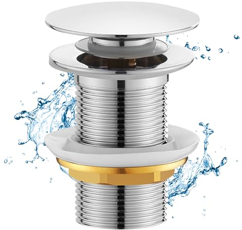 Bonde De Lavabo Pop-Up en Acier Inoxydable, Pop up Bonde Lavabo, Bouchon Lavabo Salle De Bain, sans Trop-Plein, pour Vasque Salle De Bain avec Universel