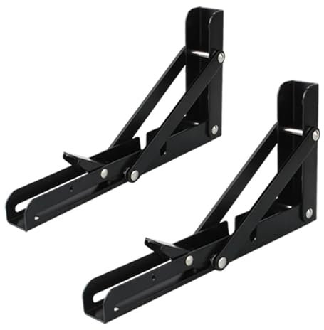 YMYGCC 2PCS 8-20 Zoll Schwarz Dreieck Klapp Winkel Halterung Schwere Unterstützung Einstellbare Wand Regale Montiert Tisch Regale Home Hardware(12 Inch Length)