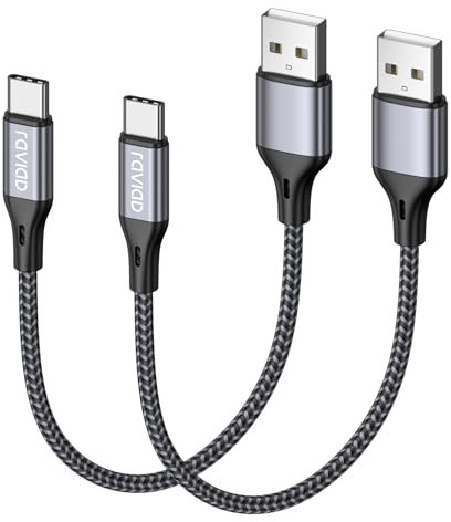 RAVIAD Câble USB C [50CM/Lot de 2 ], Cable Chargeur USB C Charge Rapide 3A Cable USB Type C Nylon Tressé pour Samsung Galaxy S22 S21 S20 S10 S9 S8 A51 A50 A20e, Huawei P40 P30, Redmi Note-Gris