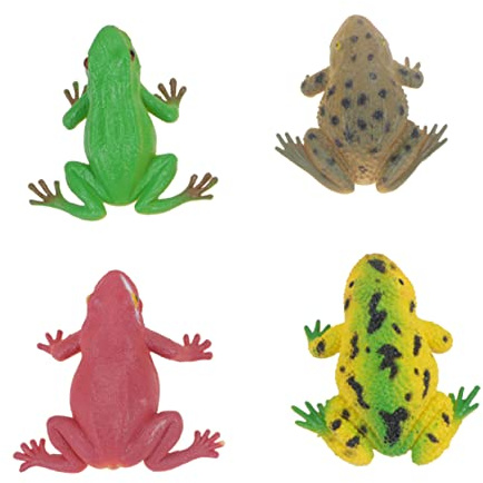 ORFOFE 4pièces Jouets Grenouille Anti-Stress Plastique Modèles Simulés avec Réaliste Jouet à Presser Amusant pour Fête Garçons Et Filles