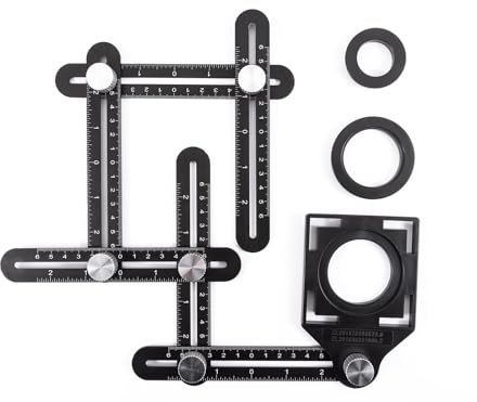 Dasqua Righello Multi-Funzione a 6 Lati - Misuratore Angolare in Lega di Alluminio per Misure Precise in Lavorazione del Legno, Piastrelle e Muratura