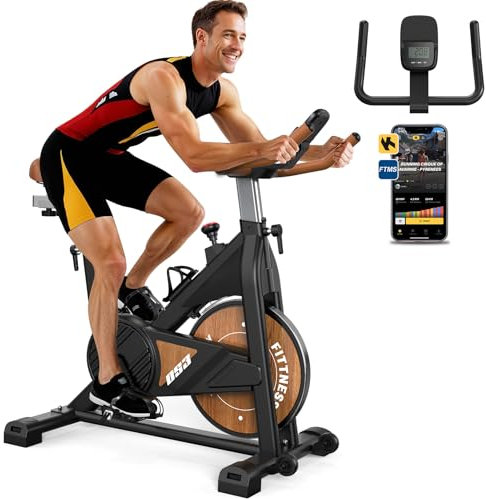 MettleMatic Heimtrainer Fahrrad Ergometer mit Bluetooth: Hometrainer Fahhrad mit Magnetischem Widerstand - Indoor Fitnessbikes mit LCD Display - 160 KG Belastbar (Black)